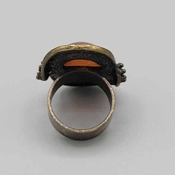 Womens Knuckle Ring Amber Stone Center Stud Accents Size 7 3/4 Copper Color - Picture 6 of 8